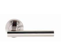 SATIN CHROME SULTAN LEVER HANDLES ROUND ROSE